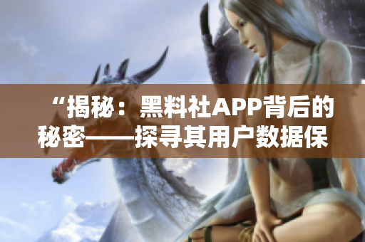 “揭秘：黑料社APP背后的秘密——探寻其用户数据保护与隐私政策”